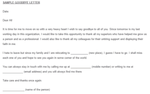 12+ Sample Goodbye Letters - Writing Letters Formats & Examples