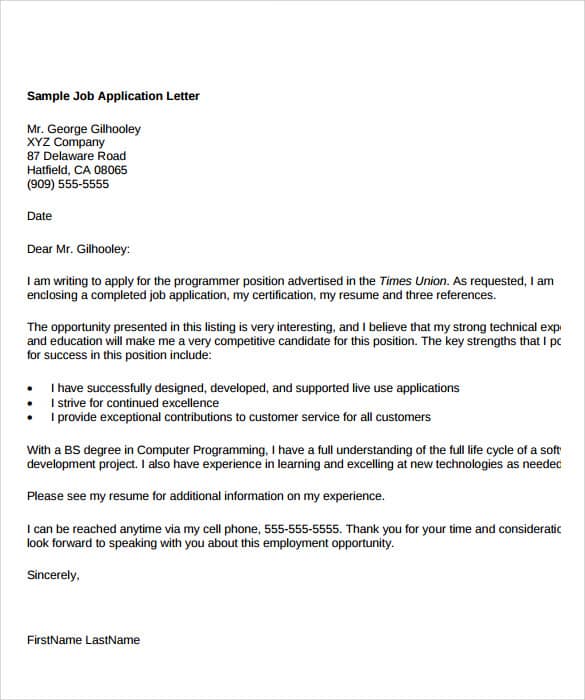 Sample Application Letter For Employment In A Restaurant Images