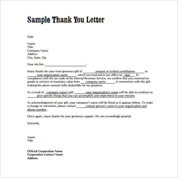 Thank You Letter Format Database Letter Template Collection