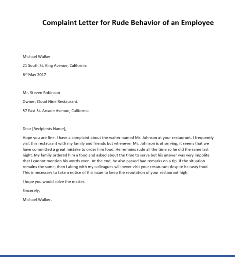 2 Sample Complaint Letters For Rude Behavior Writing Letters Formats And Examples